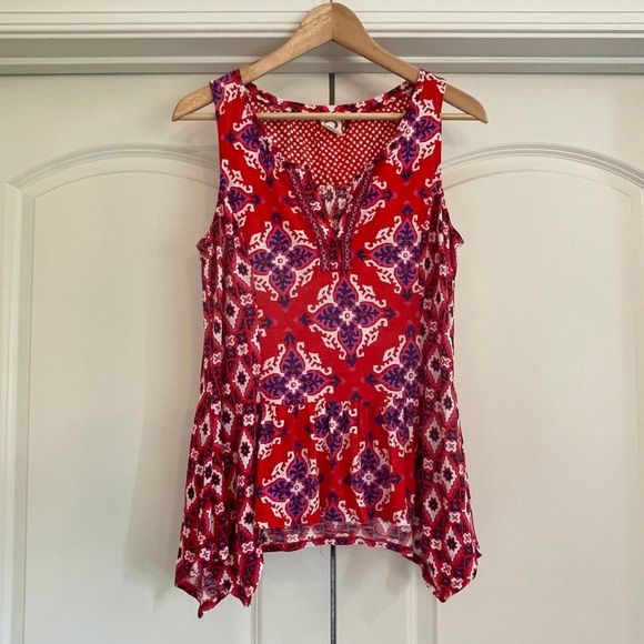Anthropologie Akemi + Kim red, blue, white tank top. - Picture 2 of 8